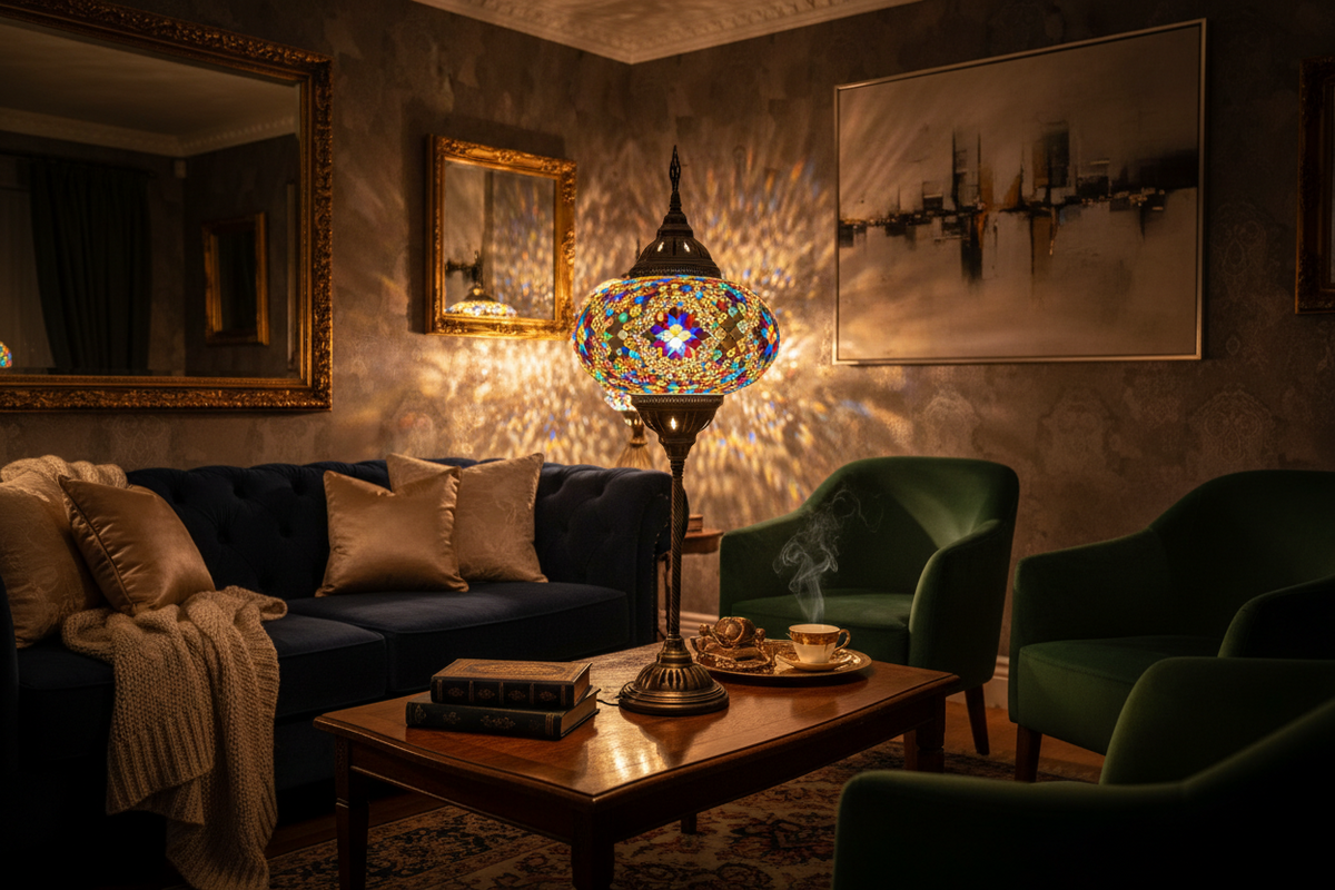 Lampe mosaïque turque 3 globes artisanale faite main en Belgique - MOSAÏC DREAM