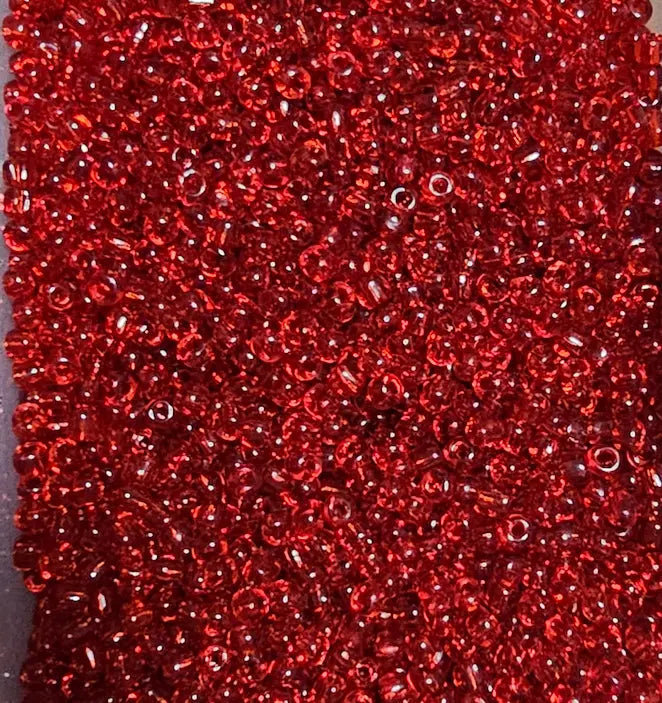 Perles de rocaille rouge vif transparentes 4mm — Mosaic Dream