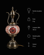 Lampe théière mosaïque orange – dimensions et caractéristiques fond noir – Mosaic Dream
