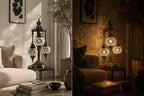 Lampe mosaïque argentée 3 globes – ambiance lumineuse décoration intérieure