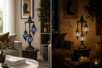 Lampe mosaïque 3 globes bleue – salon oriental fond sombre – Mosaic Dream