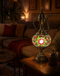 Lampe teapot mosaïque couleurs chaudes – salon oriental ambiance nuit – Mosaic Dream