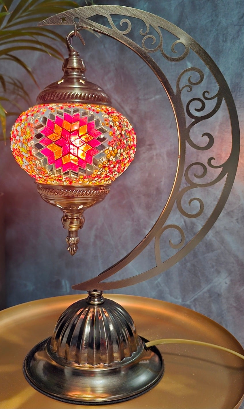 Handcrafted Mosaic Moon Lamp – Belgian Handmade Creation