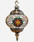 Zoom globe lampe lune mosaïque couleurs chaudes – motif étoile multicolore – Mosaic Dream