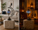 Lampe lune mosaïque bleue – diptyque salon moderne et cosy – Mosaic Dream