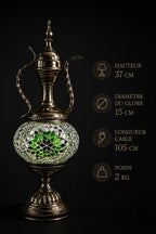 Lampe teapot mosaïque verte – dimensions et caractéristiques – Mosaic Dream