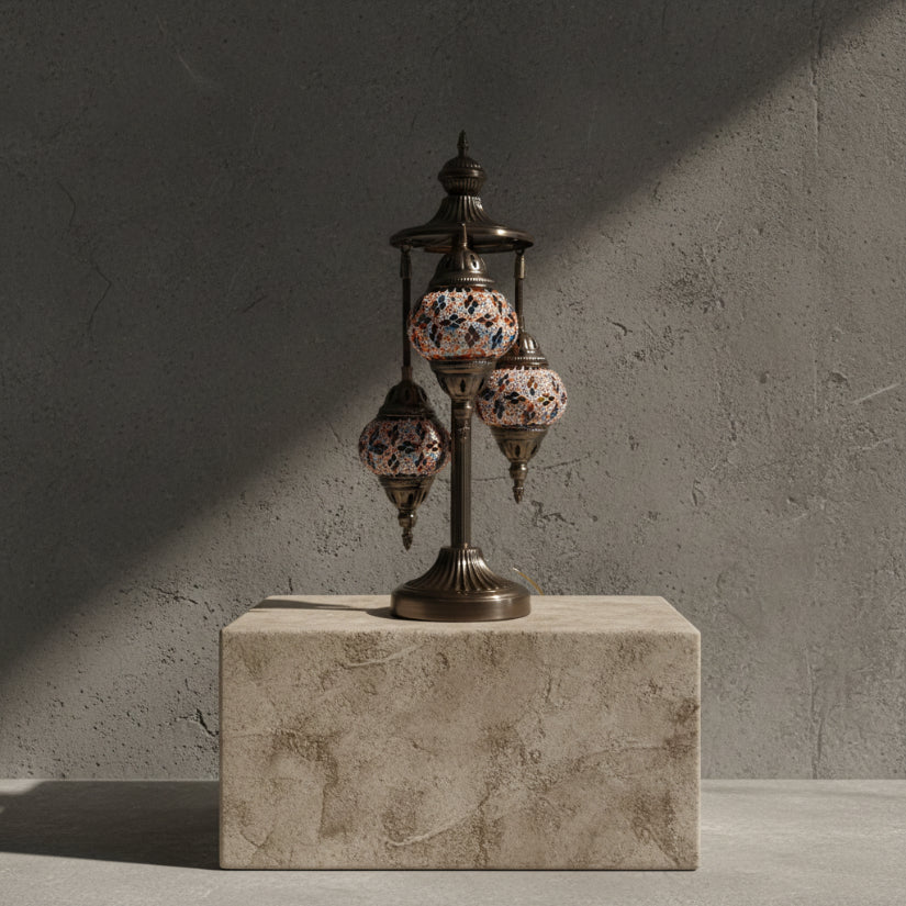 Lampe mosaïque multicolore – détail verre coloré fait main