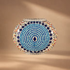 Globe lampe mosaïque bleu turquoise et miroir éteint avec motif circulaire