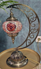 Détail mosaïque lampe lune verre coloré artisanat belge