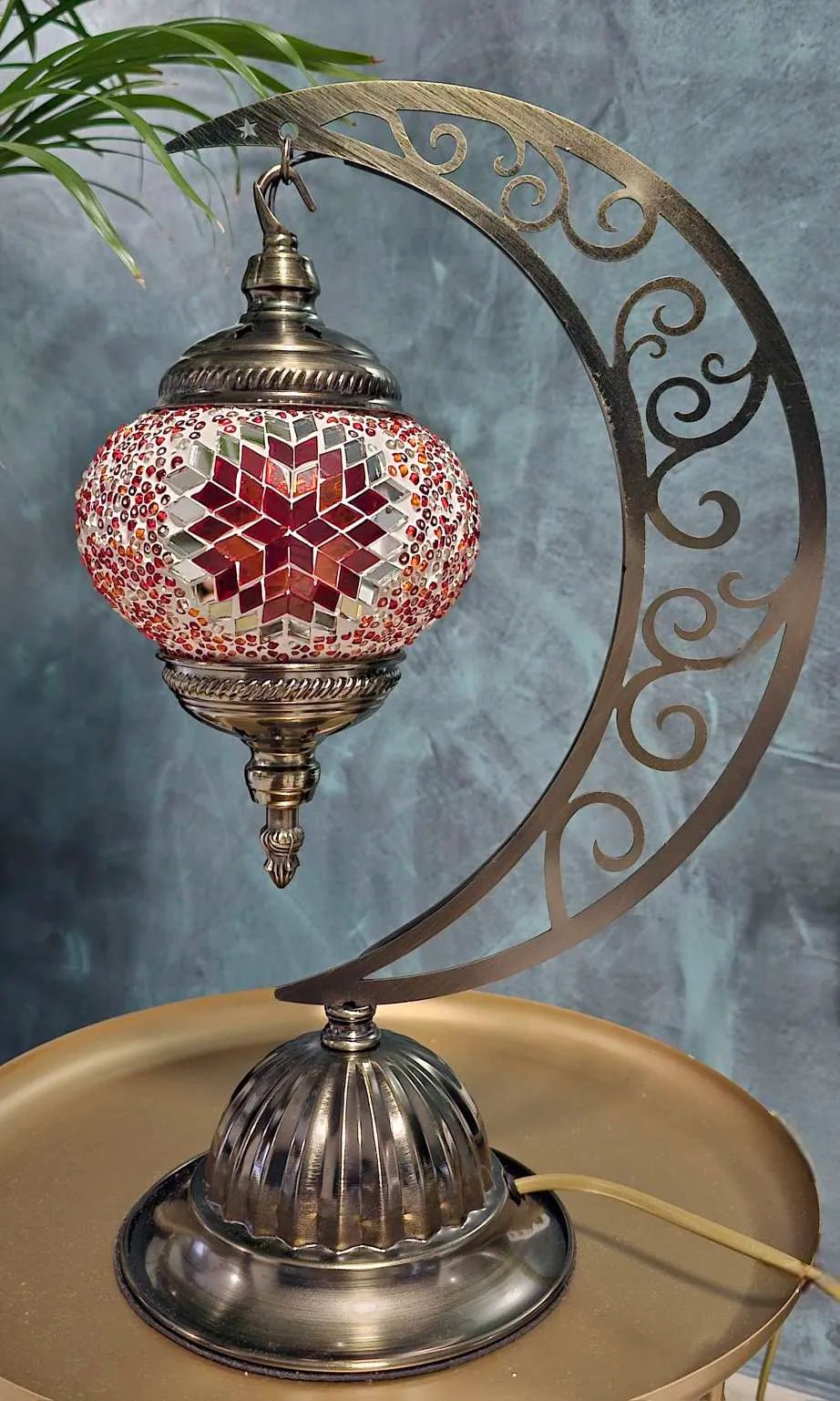 Lampe lune mosaïque artisanale création belge fait main
