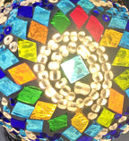 Détail globes mosaïque bleue ambre artisanat turc