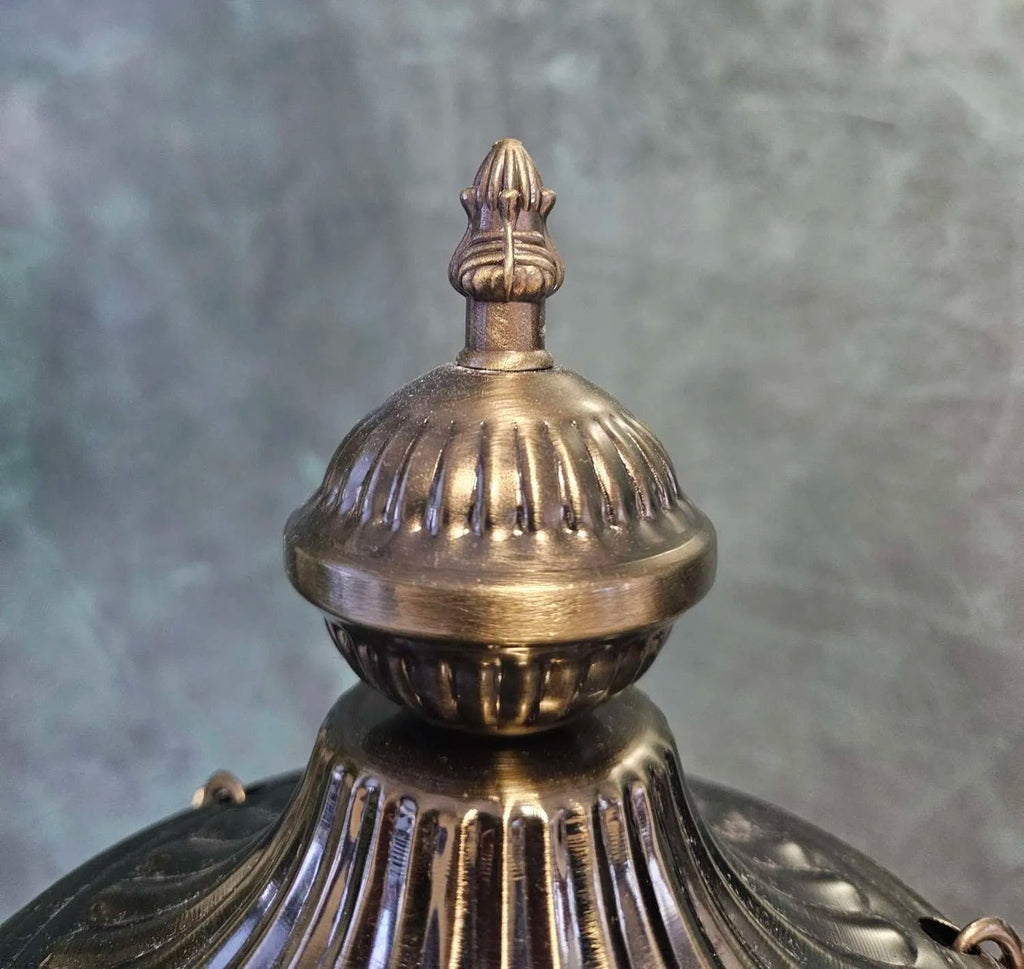 Chapeau décoratif argenté lampe mosaïque turque multicolore finition artisanale