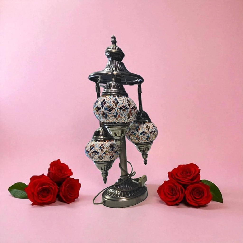  Lampe mosaïque turque 3 globes multicolore Mille et Une Nuits artisanale fait main