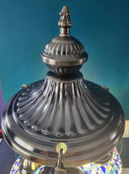 Chapeau décoratif argenté lampe mosaïque turque rouge or