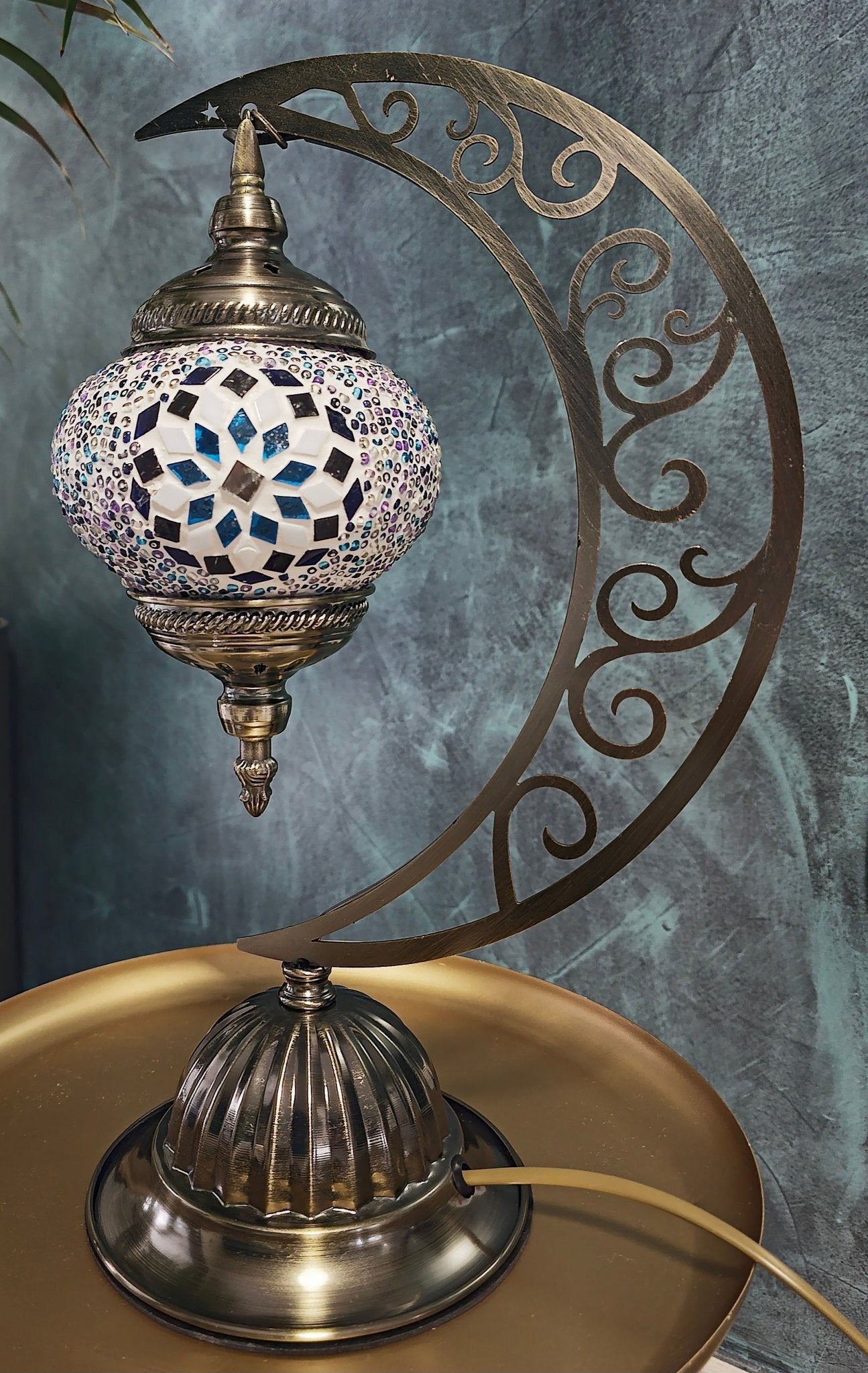 Lampe mosaïque turque artisanale globe unique fait main