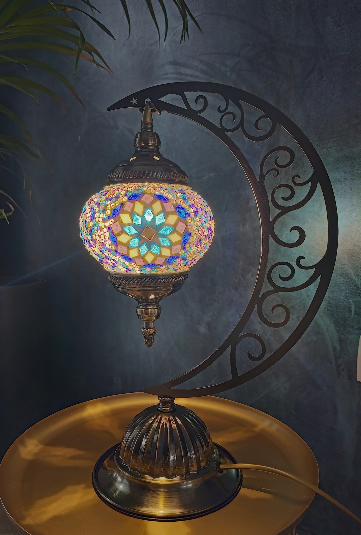 Lampe mosaïque turque globe unique lumière chaleureuse