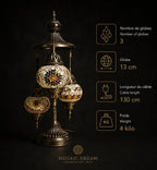 Lampe mosaïque 3 globes tricolore – dimensions et gabarit – Mosaic Dream