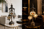 Lampe mosaïque 3 globes multimotifs – vue diptyque – Mosaic Dream