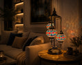 Lampe mosaïque 3 globes rouge et or – salon cosy ambiance nuit – Mosaic Dream