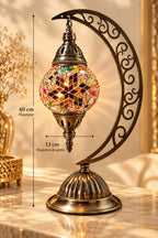 Lampe mosaïque multicolore de 44 cm avec globe en verre et socle décoratif