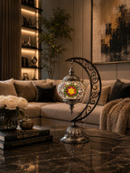 Lampe lune mosaïque couleurs chaudes – salon cosy moderne – Mosaic Dream