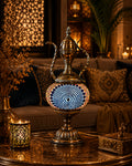 Lampe mosaïque spirale bleue – salon oriental ambiance nuit – Mosaic Dream