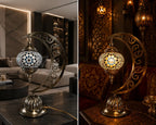 Lampe lune mosaïque mauve et bleue – diptyque salon oriental ambiance nuit – Mosaic Dream
