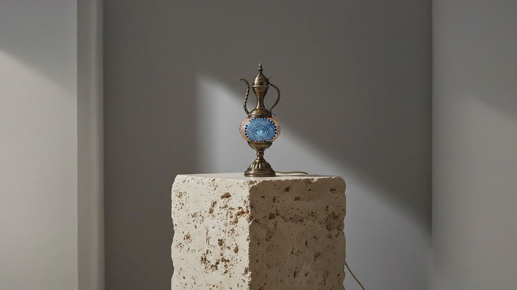Blue Spiral Mosaic Lamp
