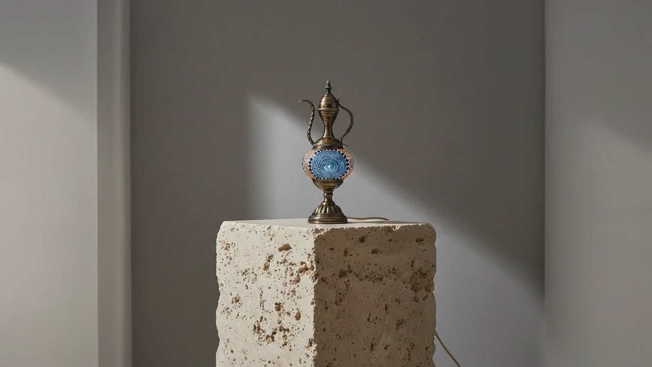 Blue Spiral Mosaic Lamp