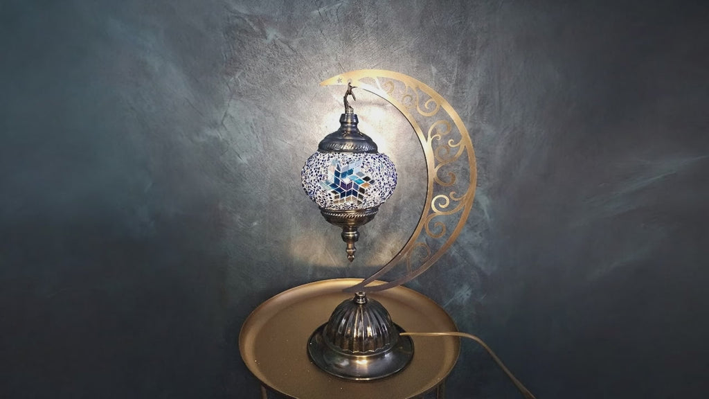 Blauwe Mozaïek Maanlamp