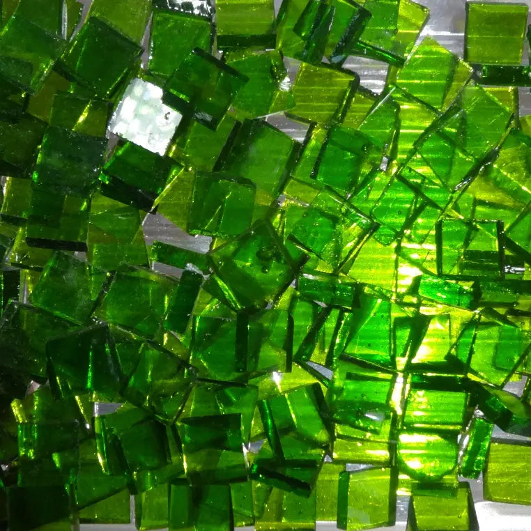 Tesselle de verre vert clair carré 8 mm pour globe lampe mosaïque – Mosaic Dream