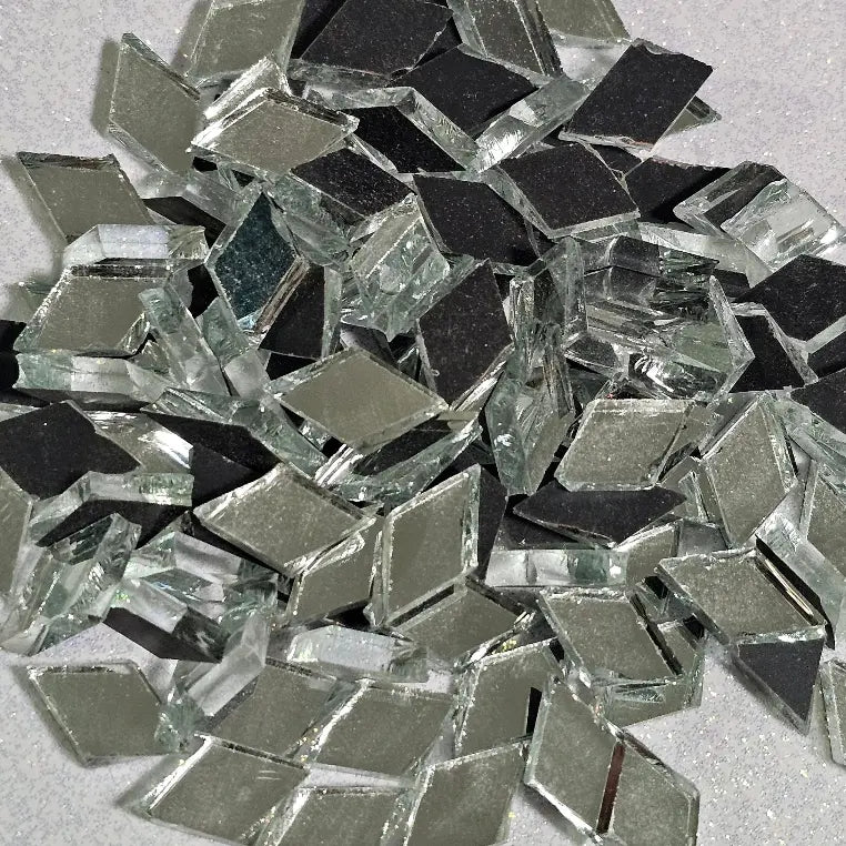 Losange miroir 8 mm vue de face – tesselle mosaïque artisanale Belgique