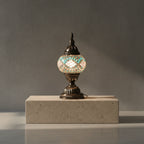 Lampe mosaïque bleue et rose faite main – verre artisanal soufflé, création unique Mosaic Dream Belgique