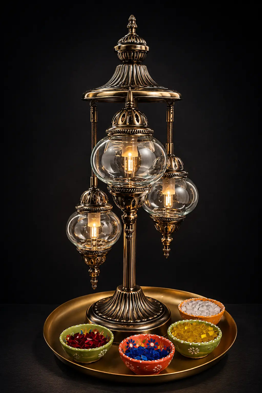 Lampe 3 globes personnalisable sur mesure – caractéristiques techniques décoration artisanale Mosaic Dream