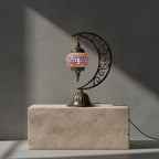 Lampe lune mosaïque veilleuse allumée – éclairage doux oriental artisanal